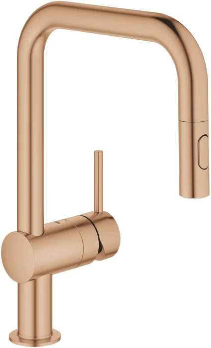 ברז מטבח נשלף Grohe זהב אדום מוברש דגם U נחושת Minta Quick Fix – בסט דיל שופ best deal גרואה
